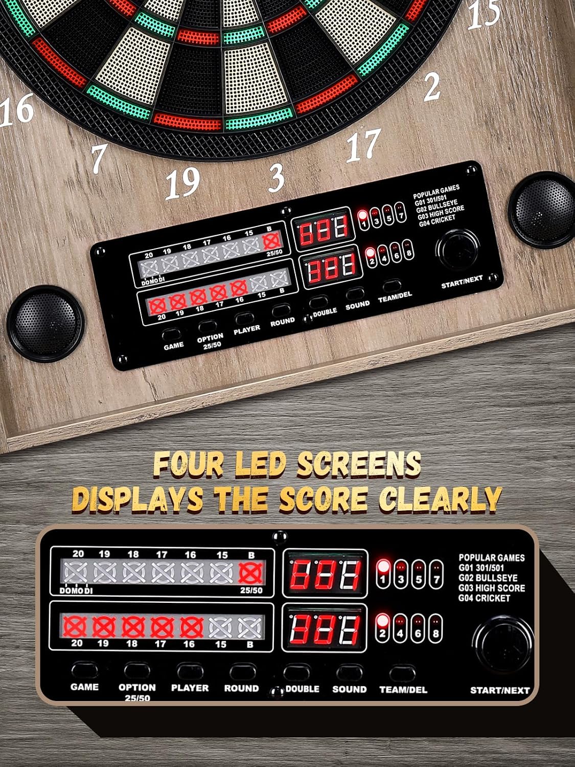 ^Electronic Dart Board, Decora - đánh giá và giá Electronic Dartboard Cabinet